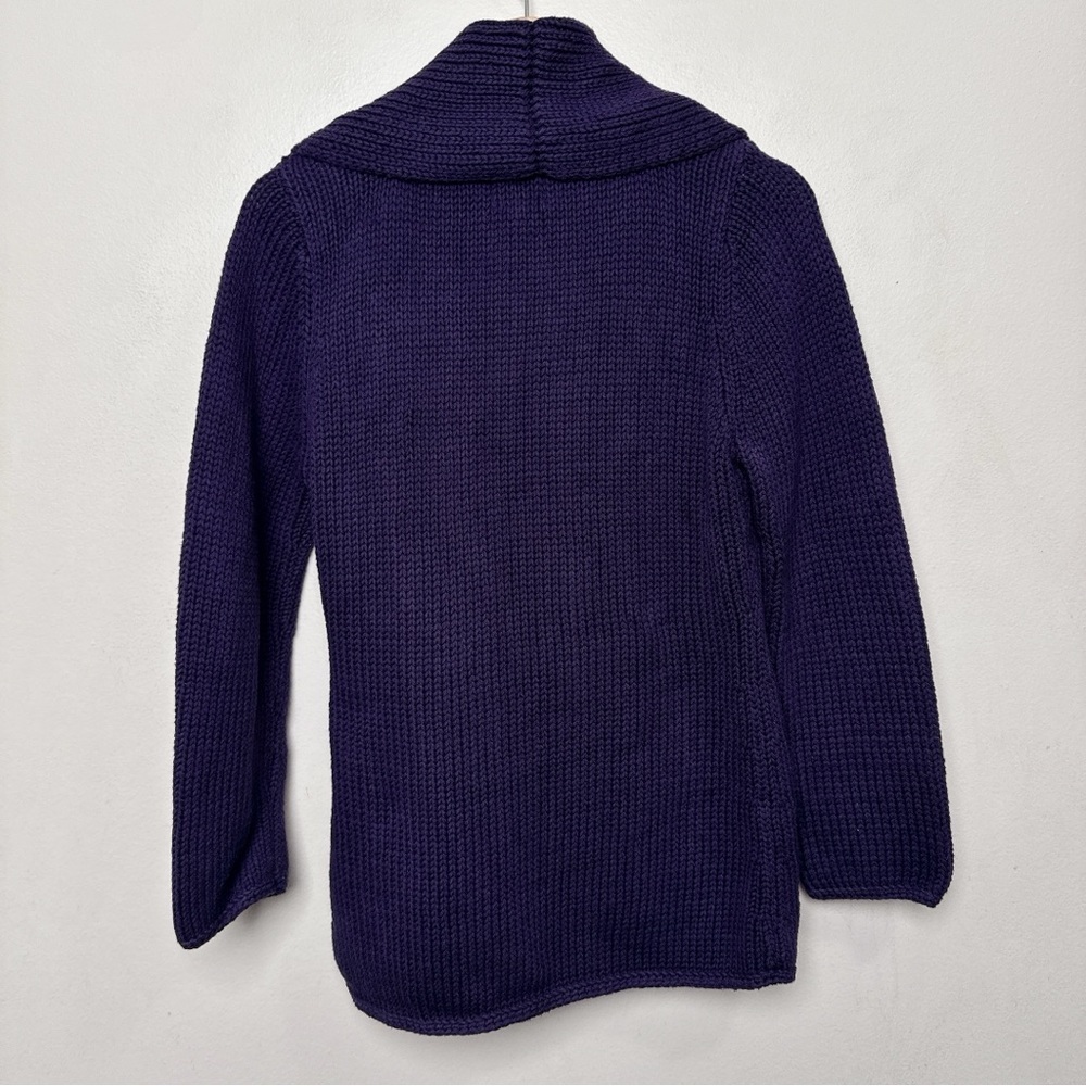 Pure Handknit womens Xsmall/Small Chunky Purple Belt Buckle Cardigan - Picture 14 of 14